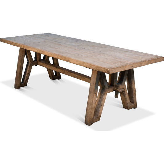 Miner's Camp Dining Table by Sarreid Ltd. in tan and natural finish. Made from pine in a cottage & farmhouse style.