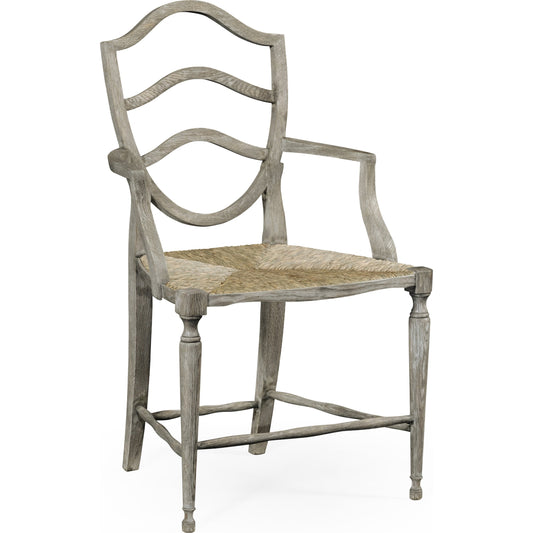 William Yeoward Bodiam Grey Oak Arm Chair by Jonathan Charles in grey and greyed oak. Made from oak in a cottage & farmhouse style.