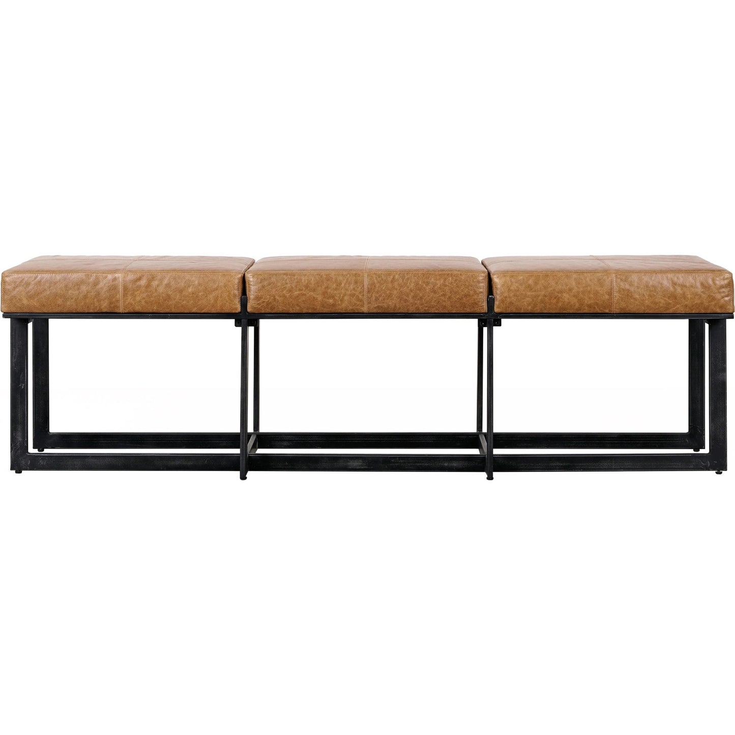 004 SI-2160312 | Additional Silo | Calvin Narrow Bench by Classic Home in chestnut, black. Made from 100% top grain leather, tube iron in a modern style.