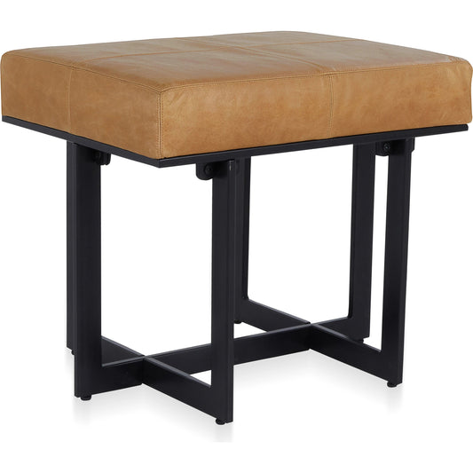 001 SI-2160313 | Primary Silo | Calvin Stool by Classic Home in chestnut, black. Made from 100% top grain leather, tube iron in a transitional style.