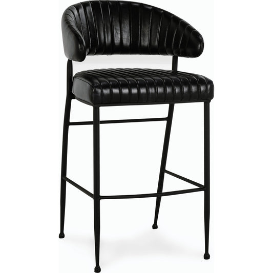 Umbria 30" Bar Stool by Classic Home in jet black. Made from top grain leather, iron in a transitional style.