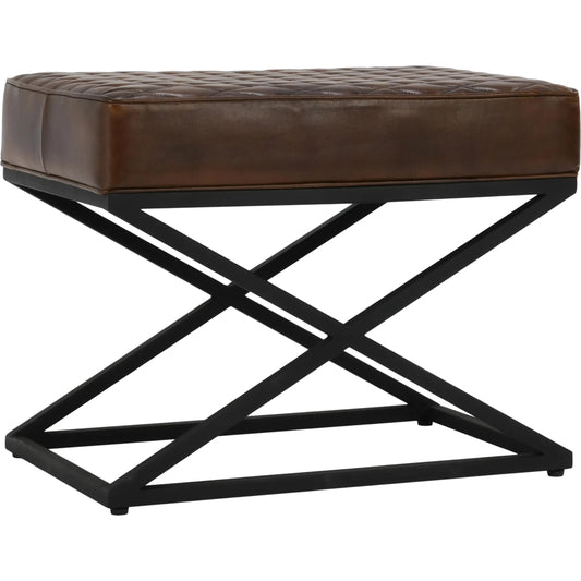 002 SI-2238874 | Primary Silo | Bruno Brown Top Grain Leather Bench Stool by Classic Home in brown. Made from top grain leather, iron in a traditional style.