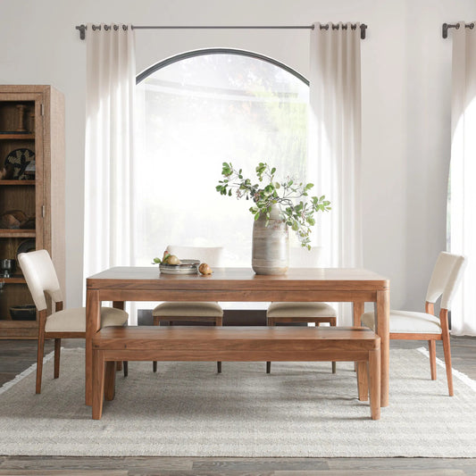 Arno Acacia Wood Bench by Classic Home in natural. Made from acacia in a transitional style.