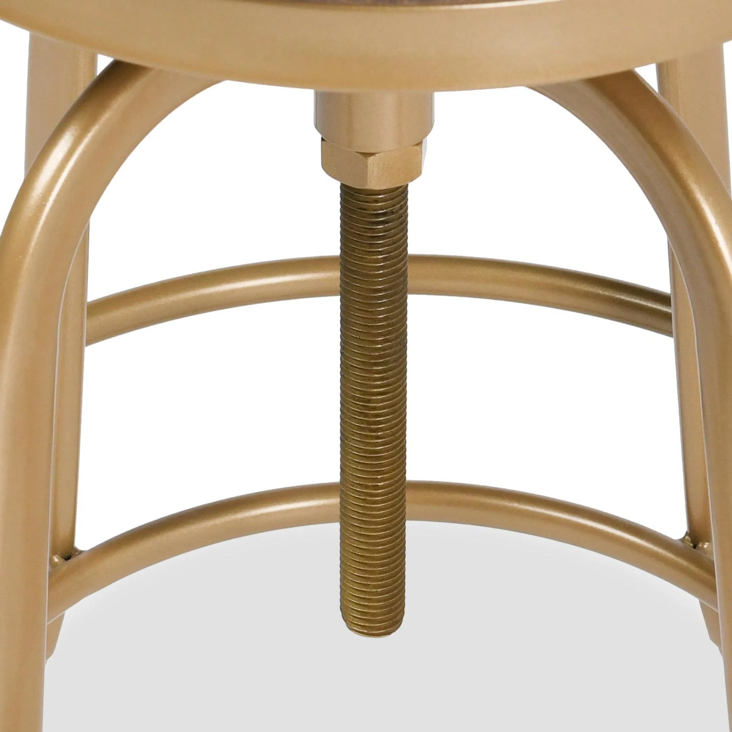 004 SR-897778 | Closeup | Peralta Counter Stool by Classic Home in brass. Made from reclaimed pine, wrought iron in a modern style.