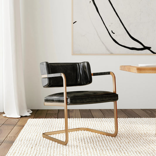 Fonda Dining Chair by Classic Home. Made from top grain leather, iron in a modern style.