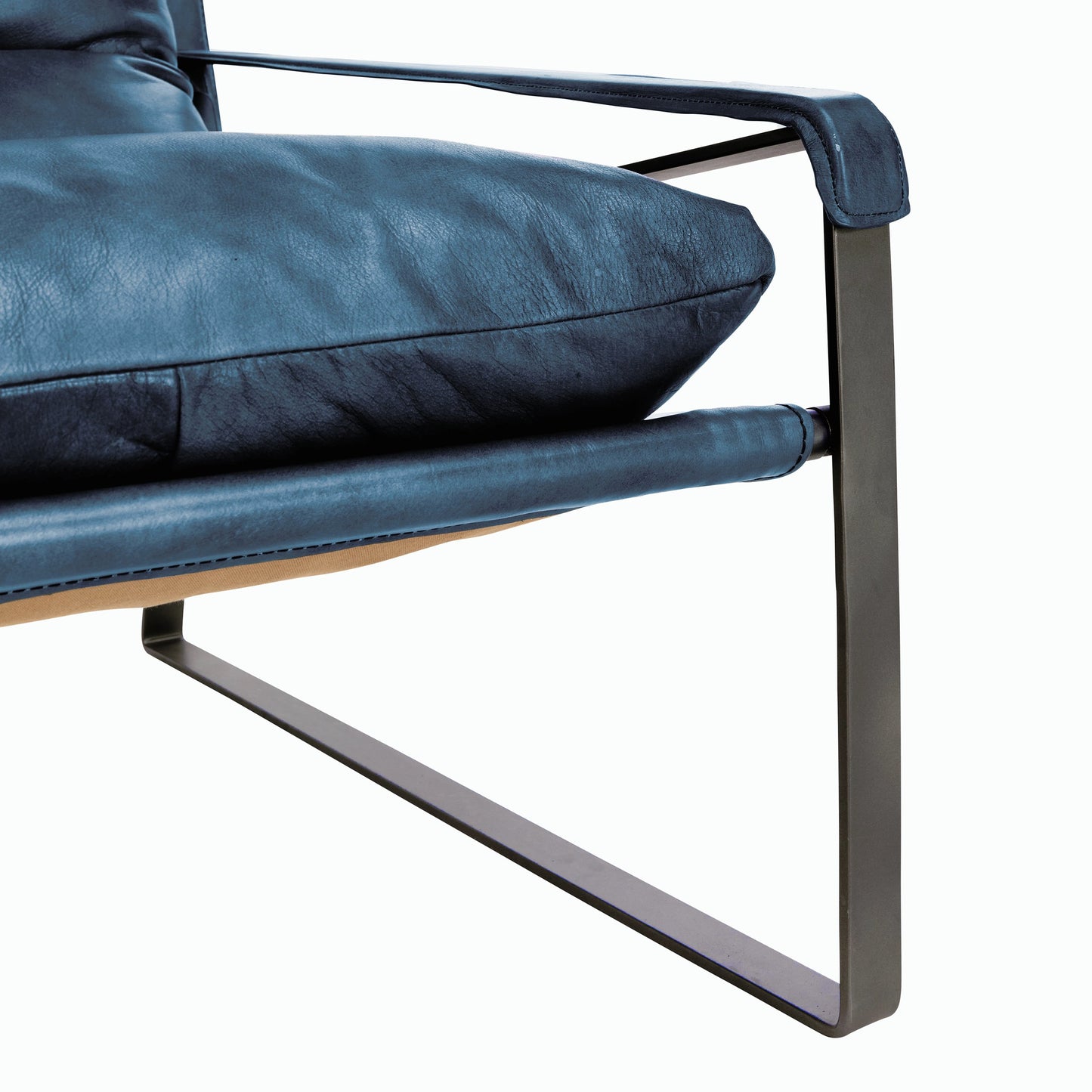 013 SI-2162616 | Closeup | Morgan Accent Chair Blue by Classic Home. Made from top grain leather, iron in a transitional style.