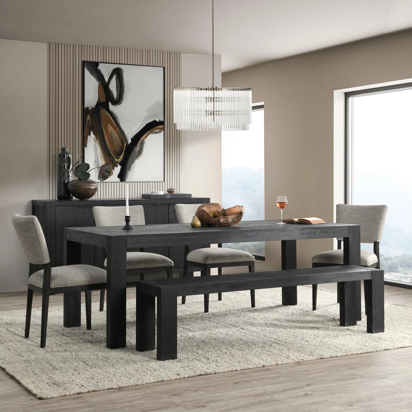 017 SI-2353810 | Closeup | Parsons Oak Wood Bench by Kosas Home. Made from oak wood in a unique style.