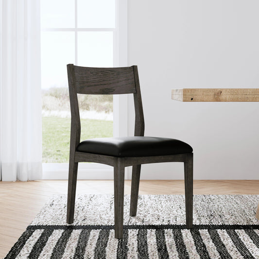 Rooney Dining Chair by Classic Home in black. Made from top grain leather, ash wood in a modern style.