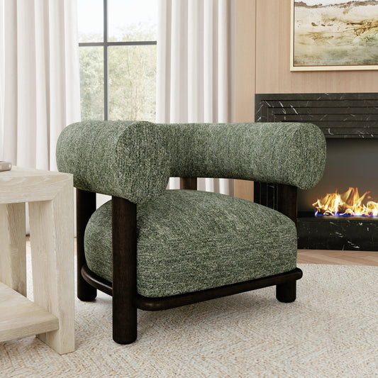 Lars Accent Chair Green by Classic Home in green. Made from 100% polyester, ash wood in a modern style.
