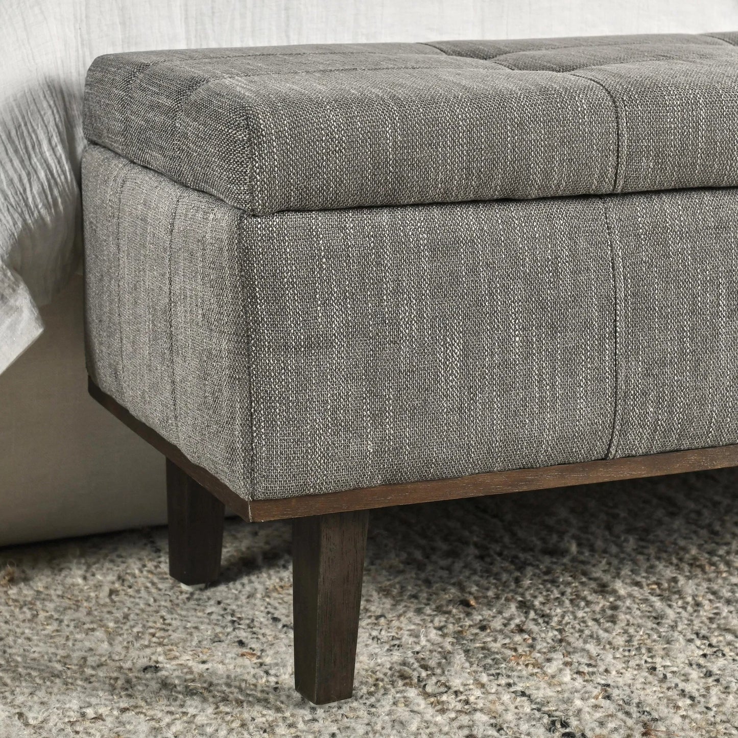 014 SI-2007503 | Closeup | Louise Tufted Storage Bench by Kosas Home. Made from rubber wood, polyester in a modern style.