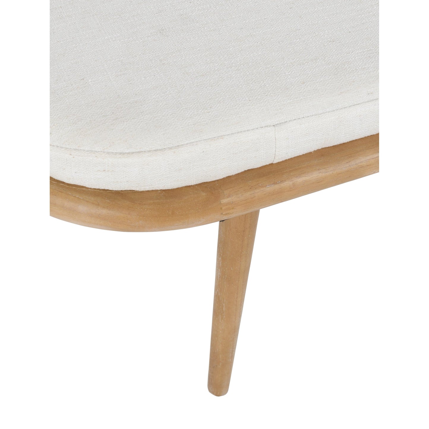 008 SI-2007516 | Closeup | Echo Bench Beige by Kosas Home in beige, natural brown. Made from 100% polyester fabric, rubberwood in a modern style.