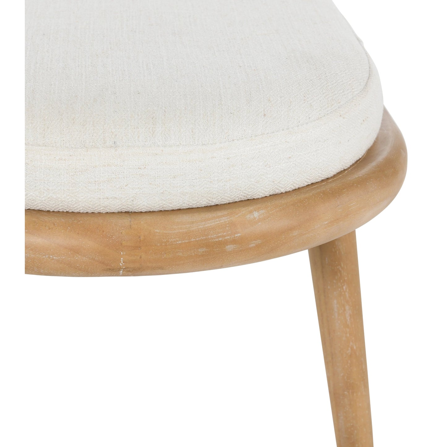 005 SI-2007516 | Closeup | Echo Bench Beige by Kosas Home in beige, natural brown. Made from 100% polyester fabric, rubberwood in a modern style.