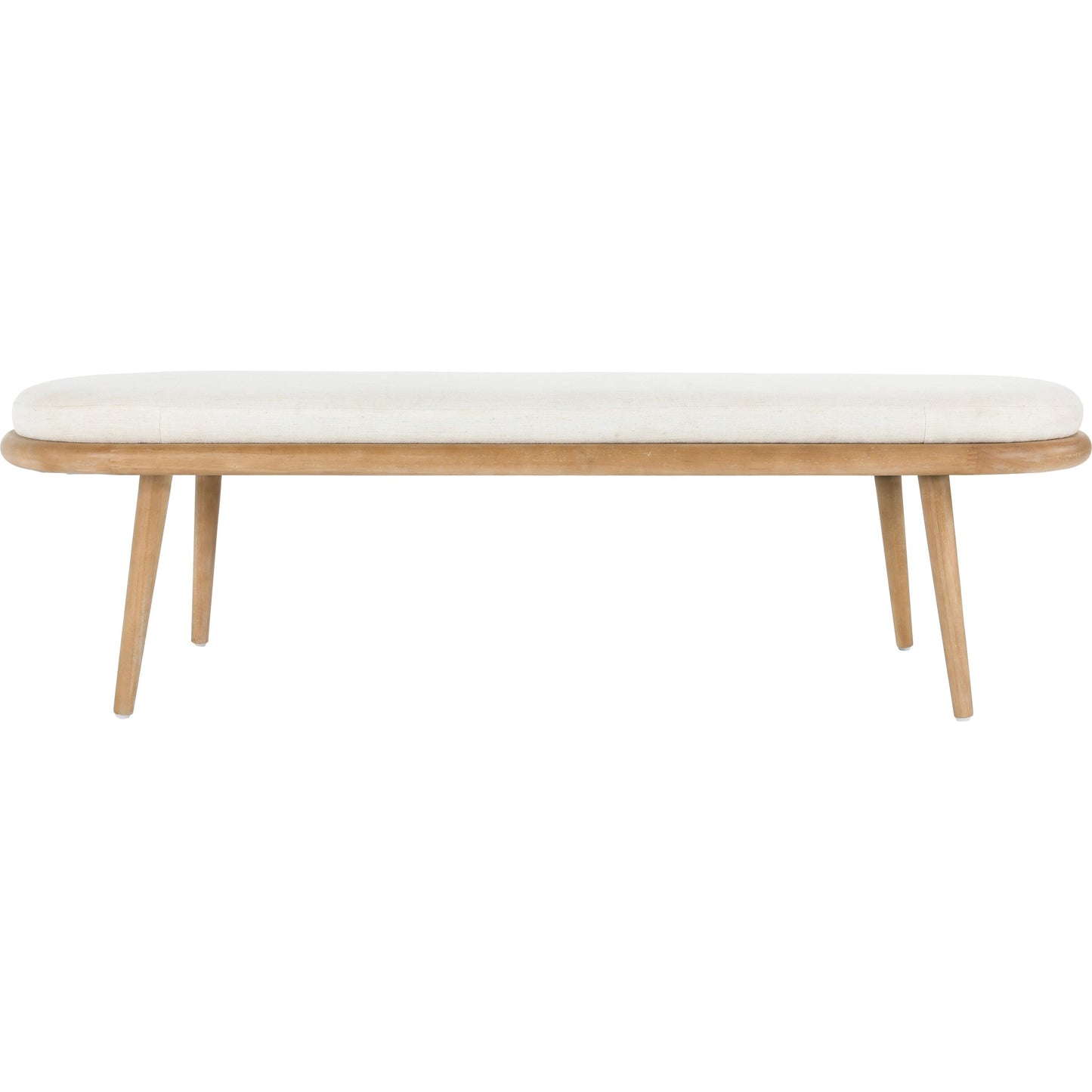 003 SI-2007516 | Additional Silo | Echo Bench Beige by Kosas Home in beige, natural brown. Made from 100% polyester fabric, rubberwood in a modern style.