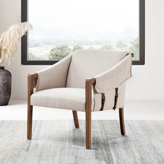 Santos Club Chair by Kosas Home in gray. Made from 100% polyester, rubber wood in a transitional style.