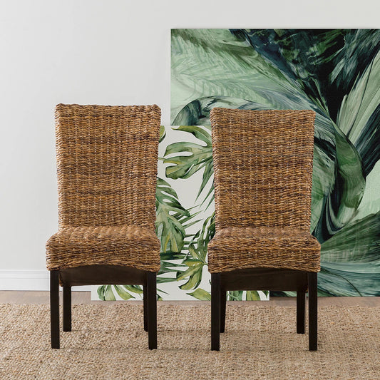 Windsor Chair Rattan Brown Dining Chairs (Set of 2) by Kosas Home in multi brown seat and black legs. Made from unique in a rustic style.