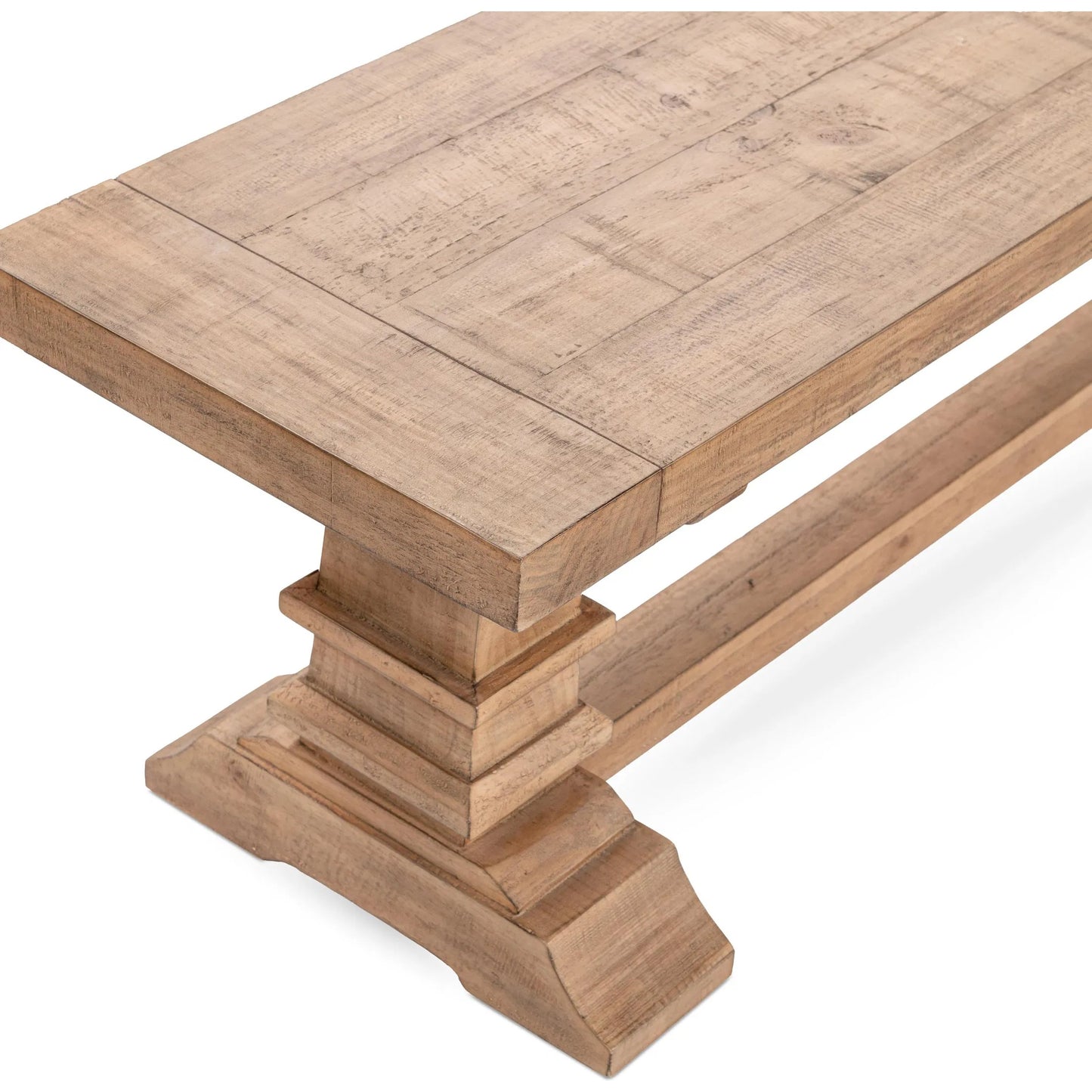 009 SI-2259099 | Closeup | Allegra Reclaimed Pine Wood Bench by Kosas Home in natural. Made from reclaimed pine in a unique style.
