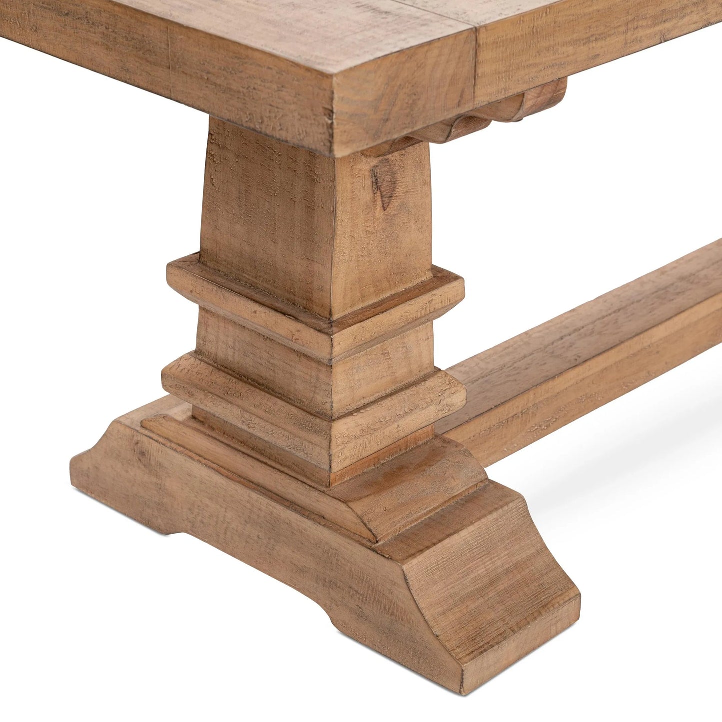 004 SI-2259099 | Closeup | Allegra Reclaimed Pine Wood Bench by Kosas Home in natural. Made from reclaimed pine in a unique style.