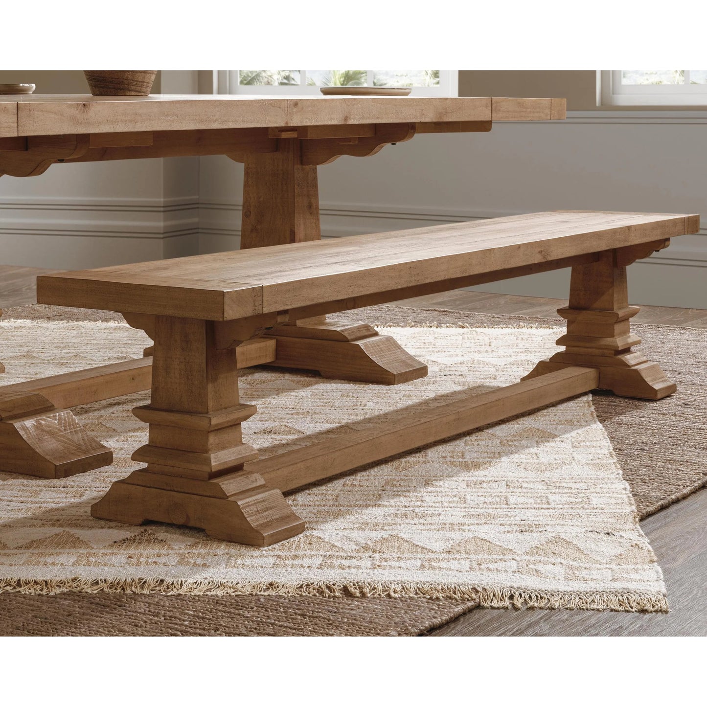 010 SI-2259099 | Lifestyle | Allegra Reclaimed Pine Wood Bench by Kosas Home in natural. Made from reclaimed pine in a unique style.