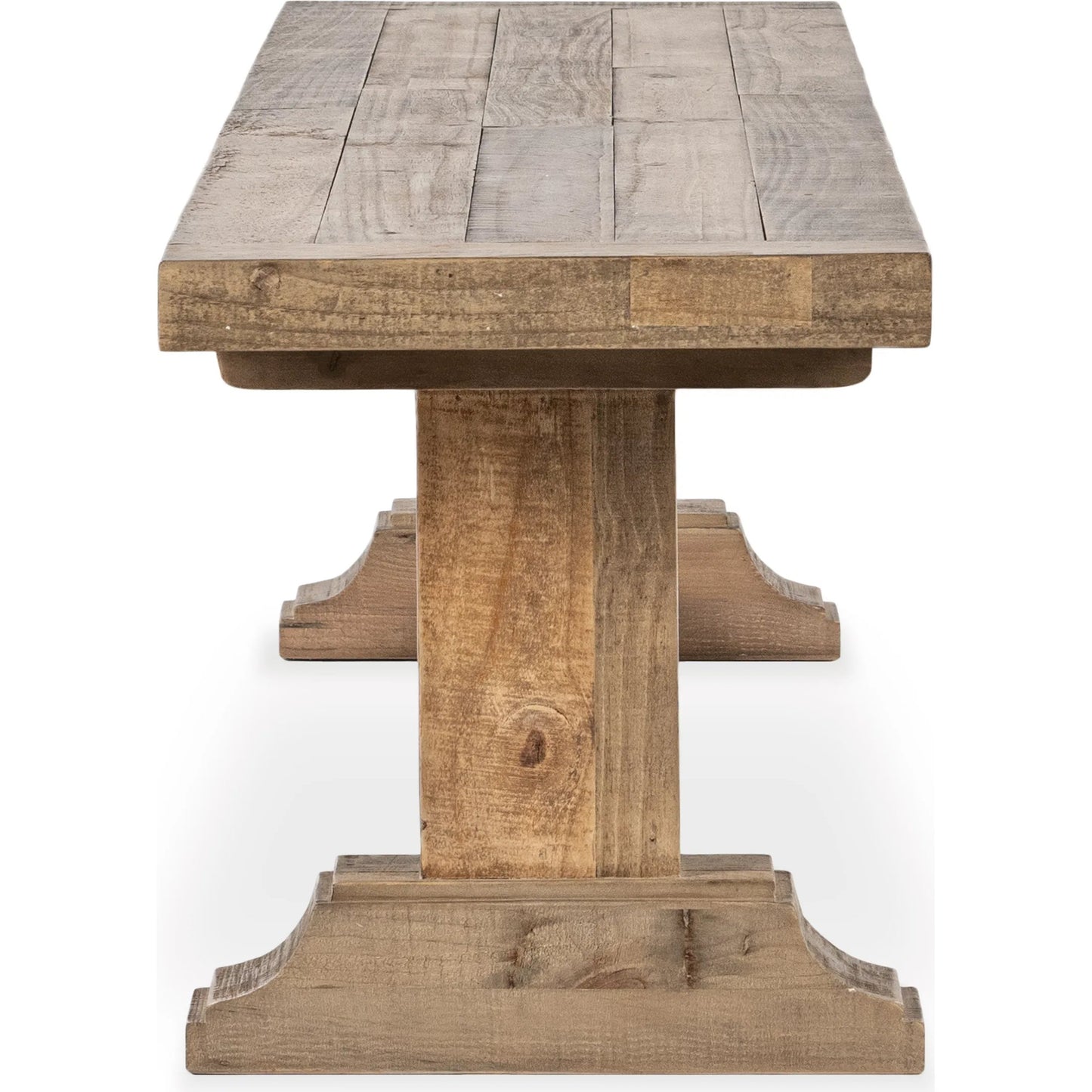 006 SI-2353741 | Closeup | Dita Reclaimed Pine Wood Bench by Kosas Home in natural. Made from reclaimed pine in a transitional style.