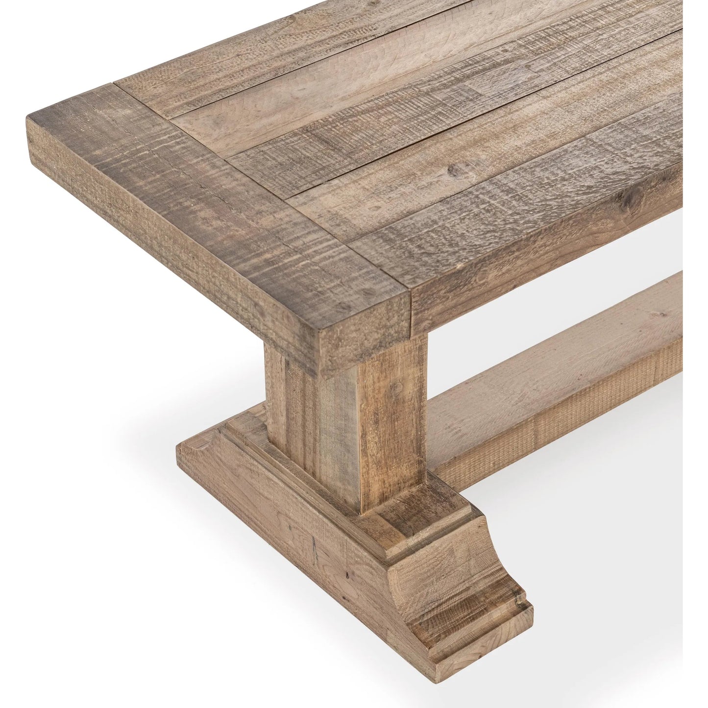 004 SI-2353741 | Closeup | Dita Reclaimed Pine Wood Bench by Kosas Home in natural. Made from reclaimed pine in a transitional style.