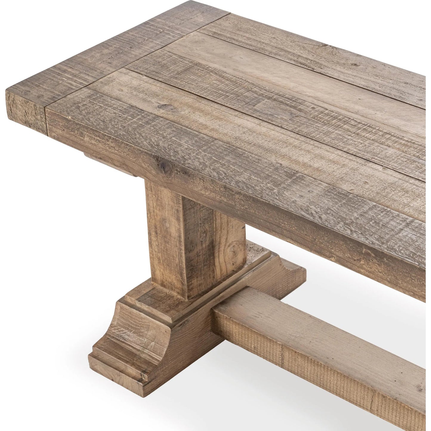 005 SI-2353741 | Closeup | Dita Reclaimed Pine Wood Bench by Kosas Home in natural. Made from reclaimed pine in a transitional style.