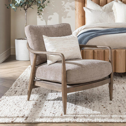 Lennon Upholstered Accent Chair by Classic Home in gray-brown. Made from rubberwood, 100% polyester in a transitional style.