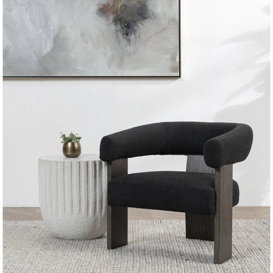 Julina Upholstered Fabric Accent Chair by Classic Home. Made from 80% polyester, 20% acrylic, oak veneer in a modern style.