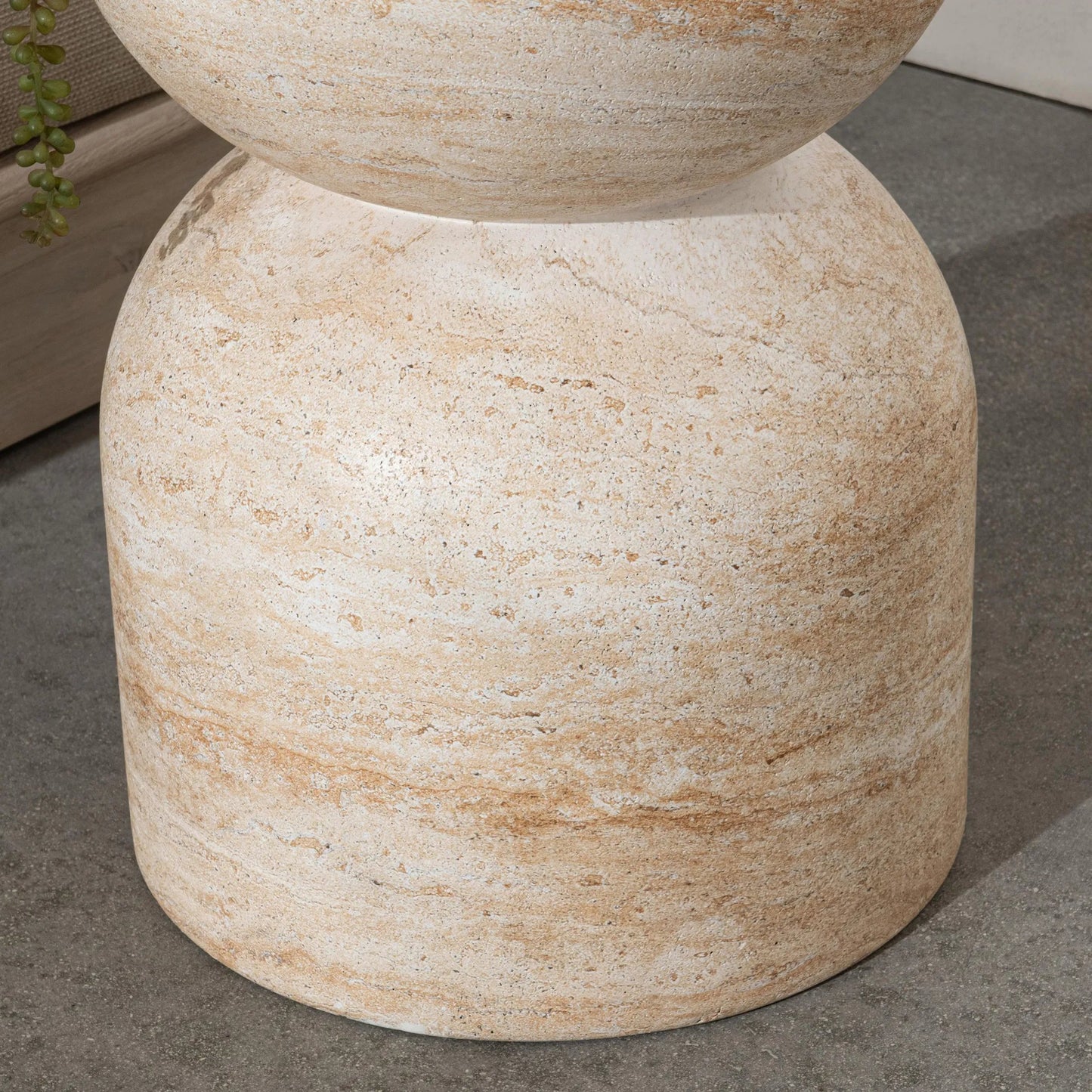 008 SI-2353743 | Closeup | Ridgewood Concrete Outdoor Stool by Classic Home. Made from glass fiber reinforced concrete in a transitional style.