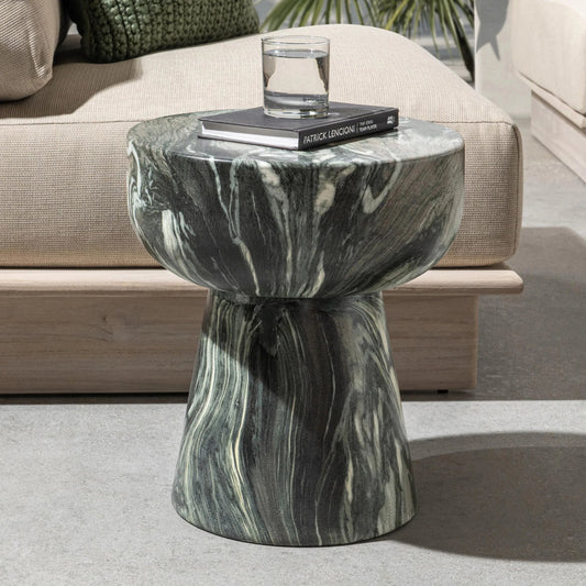 Merz Outdoor Stool by Classic Home in black. Made from glass fiber reinforced concrete in a modern style.