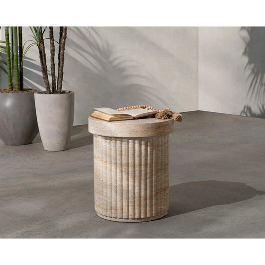 Selah Outdoor Concrete Stool by Classic Home. Made from glass fiber reinforced concrete in a transitional style.