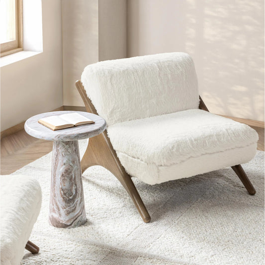 Georgia Accent Chair by Classic Home in vanilla. Made from 100% polyester, ash wood in a transitional style.