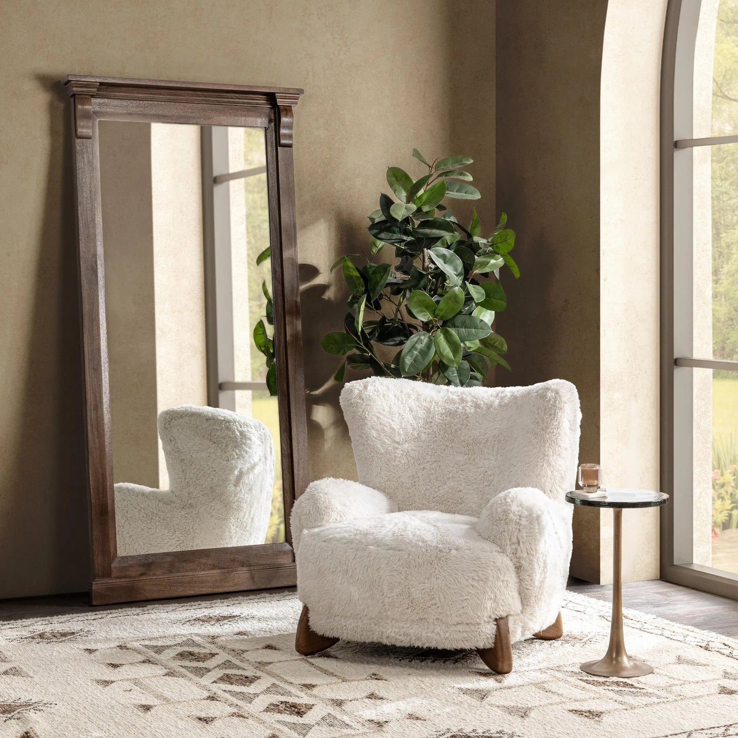 007 SI-2518859 | Lifestyle | Riya Accent Chair by Classic Home in vanilla. Made from 100% polyester, ash wood in a eclectic & global style.