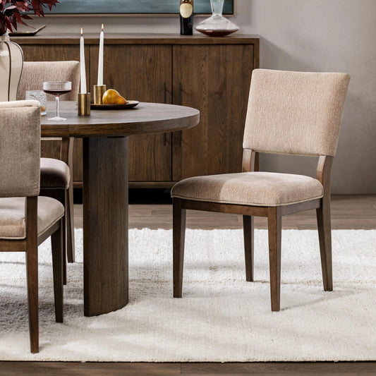 Arima Upholstered Dining Chair by Classic Home in wheat husk. Made from 100% polyester, parawood in a unique style.