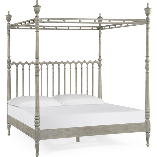 William Yeoward Morris King Bed by Jonathan Charles in grey and greyed oak. Made from oak in a cottage & farmhouse style.