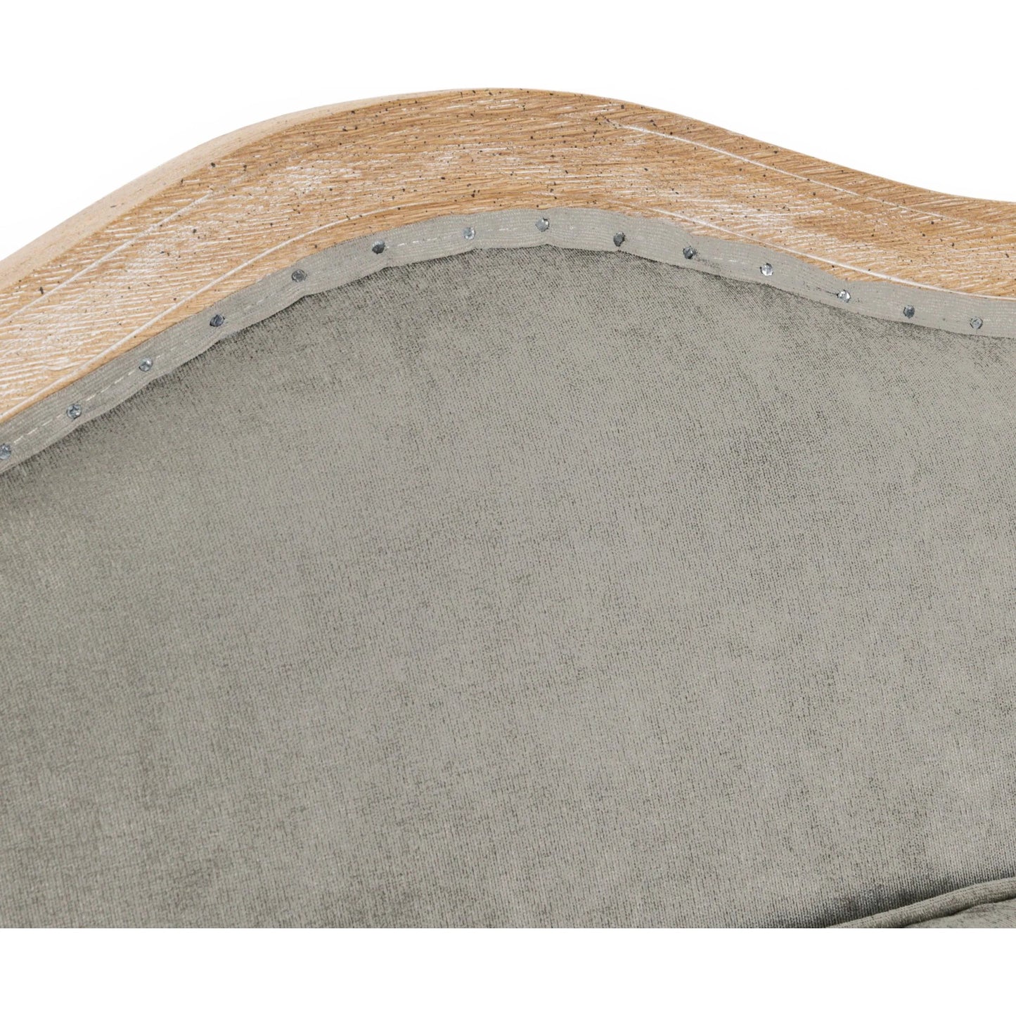 007 SR-897661 | Closeup | Brittani Club Chair by Classic Home in gray upholstery, natural distressed frame. Made from upholstery: 95% polyester 3% nylon 2% silk, 100% jute, oak wood legs in a cottage & farmhouse style.