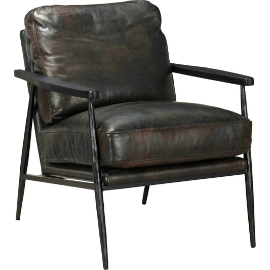 Arnold Leather Club Chair by Classic Home. Made from top grain leather upholstery, rubberwood, iron frame in a modern style.