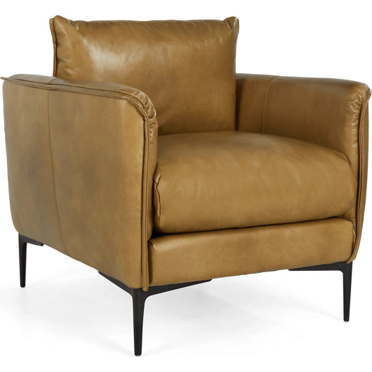 Ava Club Chair by Classic Home in tan. Made from top grain leather, plywood frame in a modern style.