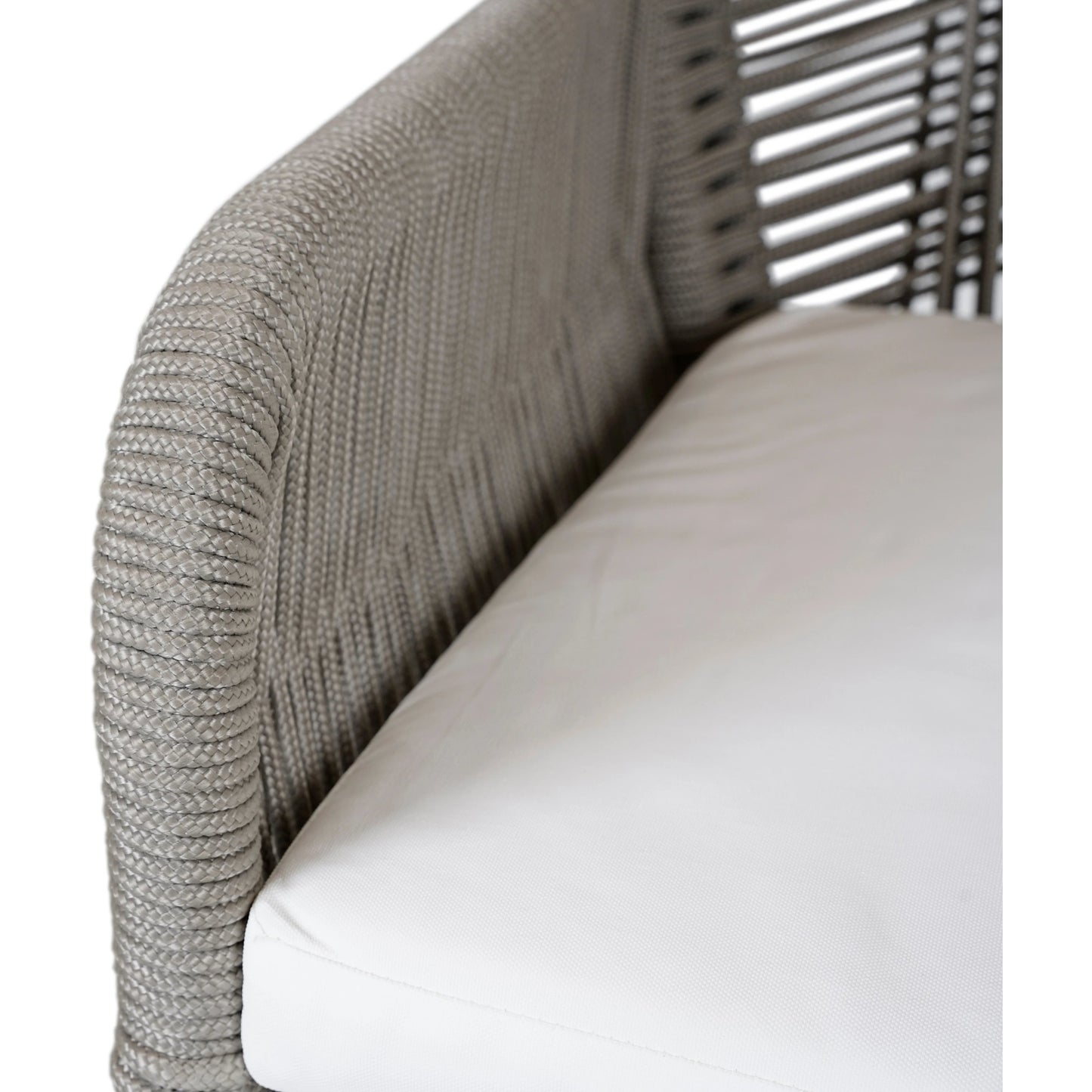 007 SI-2078798 | Closeup | Marley Outdoor Dining Chair by Classic Home in ash gray, brown. Made from teak wood, mango wood, 100% olefin in a cottage & farmhouse style.