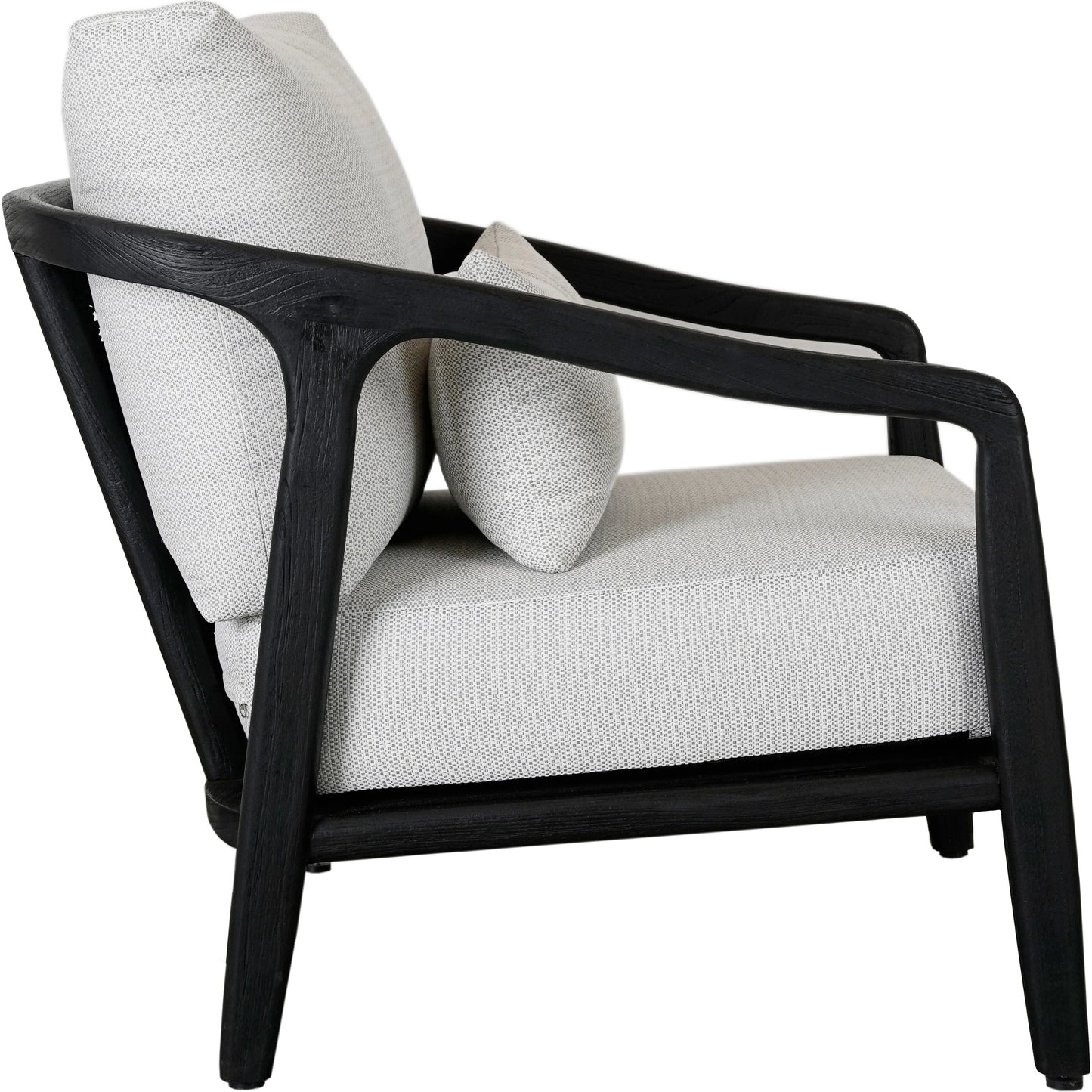 003 SI-2078807 | Additional Silo | Aria Outdoor Accent Chair by Classic Home in cream, black. Made from teak wood, wicker, 100% olefin in a modern style.