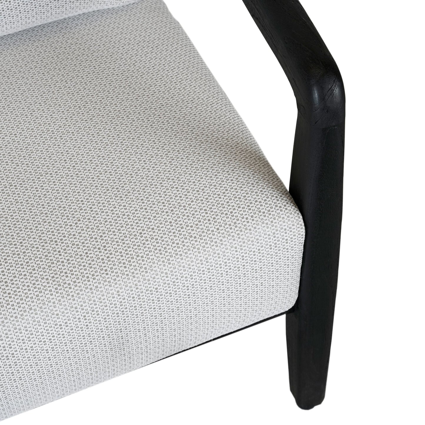 006 SI-2078807 | Closeup | Aria Outdoor Accent Chair by Classic Home in cream, black. Made from teak wood, wicker, 100% olefin in a modern style.