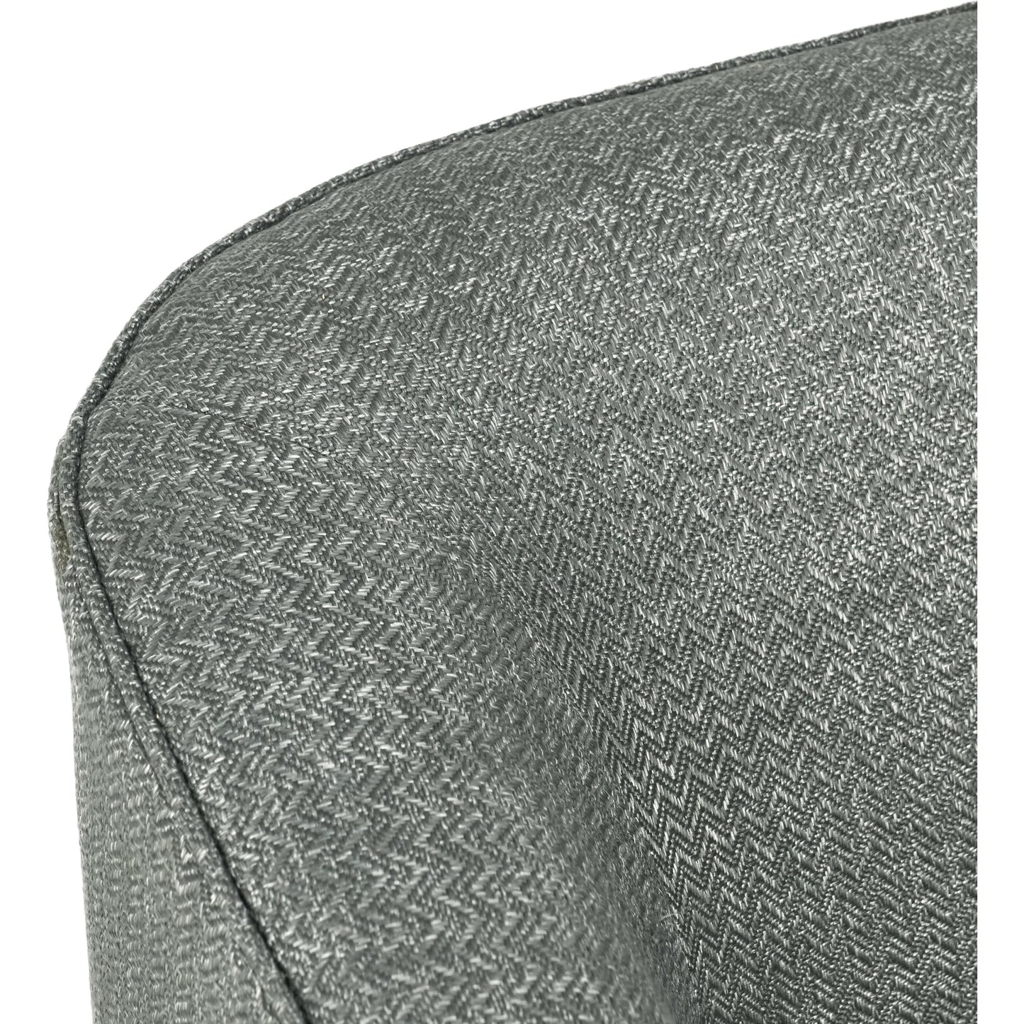 005 SI-2007521 | Closeup | Leonard Swivel Accent Chair by Kosas Home in taupe gray and walnut. Made from 100% polyester, ash wood in a modern style.