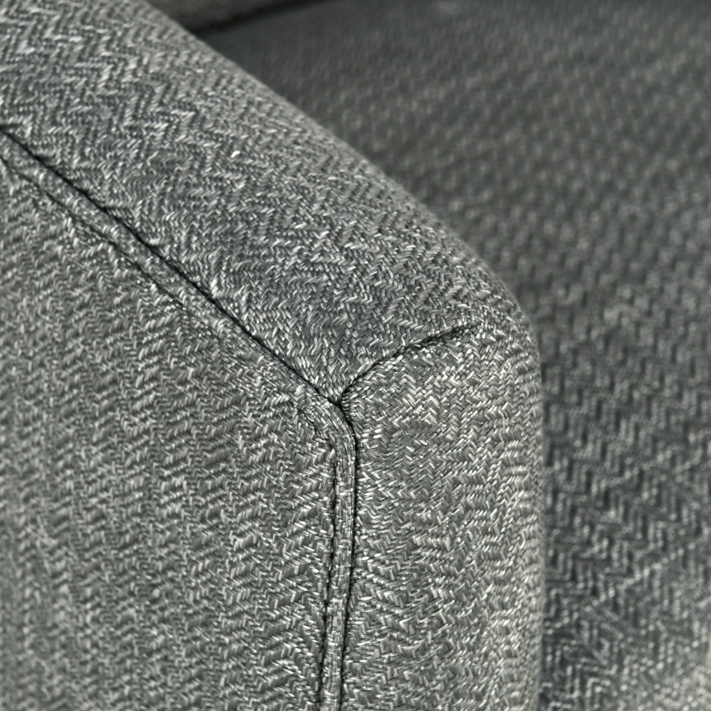 006 SI-2007521 | Closeup | Leonard Swivel Accent Chair by Kosas Home in taupe gray and walnut. Made from 100% polyester, ash wood in a modern style.