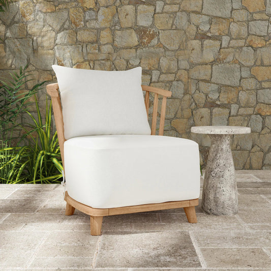 Hearst Outdoor Accent Chair Natural by Classic Home in natural. Made from teak wood, 100% olefin in a modern style.