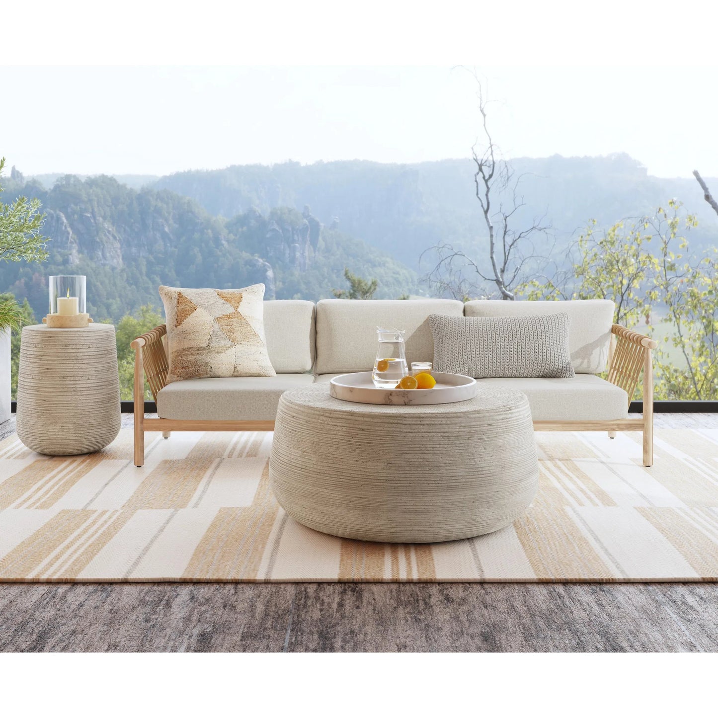 007 SI-2237297 | Lifestyle | Leo Teak Wood Outdoor Sofa by Classic Home in taupe. Made from unique in a transitional style.