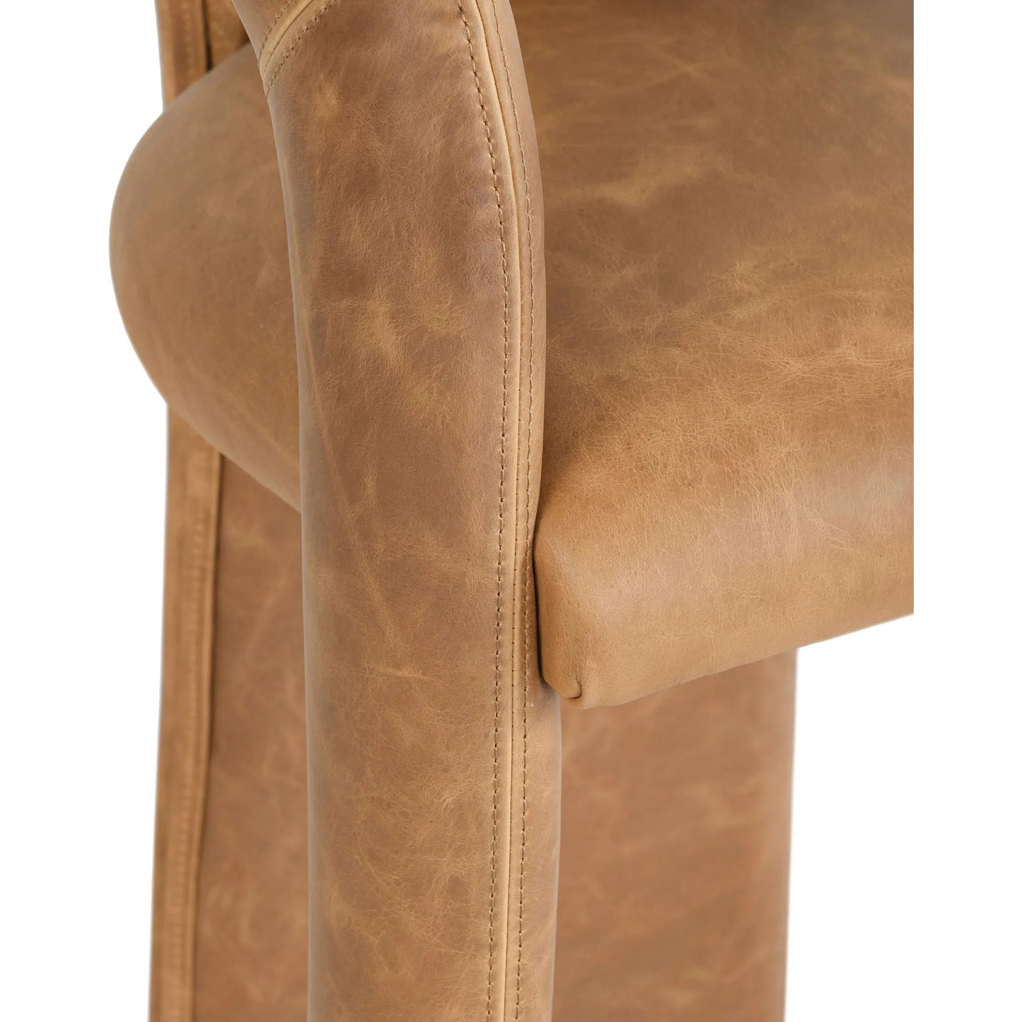 006 SI-2238924 | Closeup | Archie 26" Distressed Leather Counter Stool by Classic Home in brown. Made from top grain leather, stainless steel in a unique style.