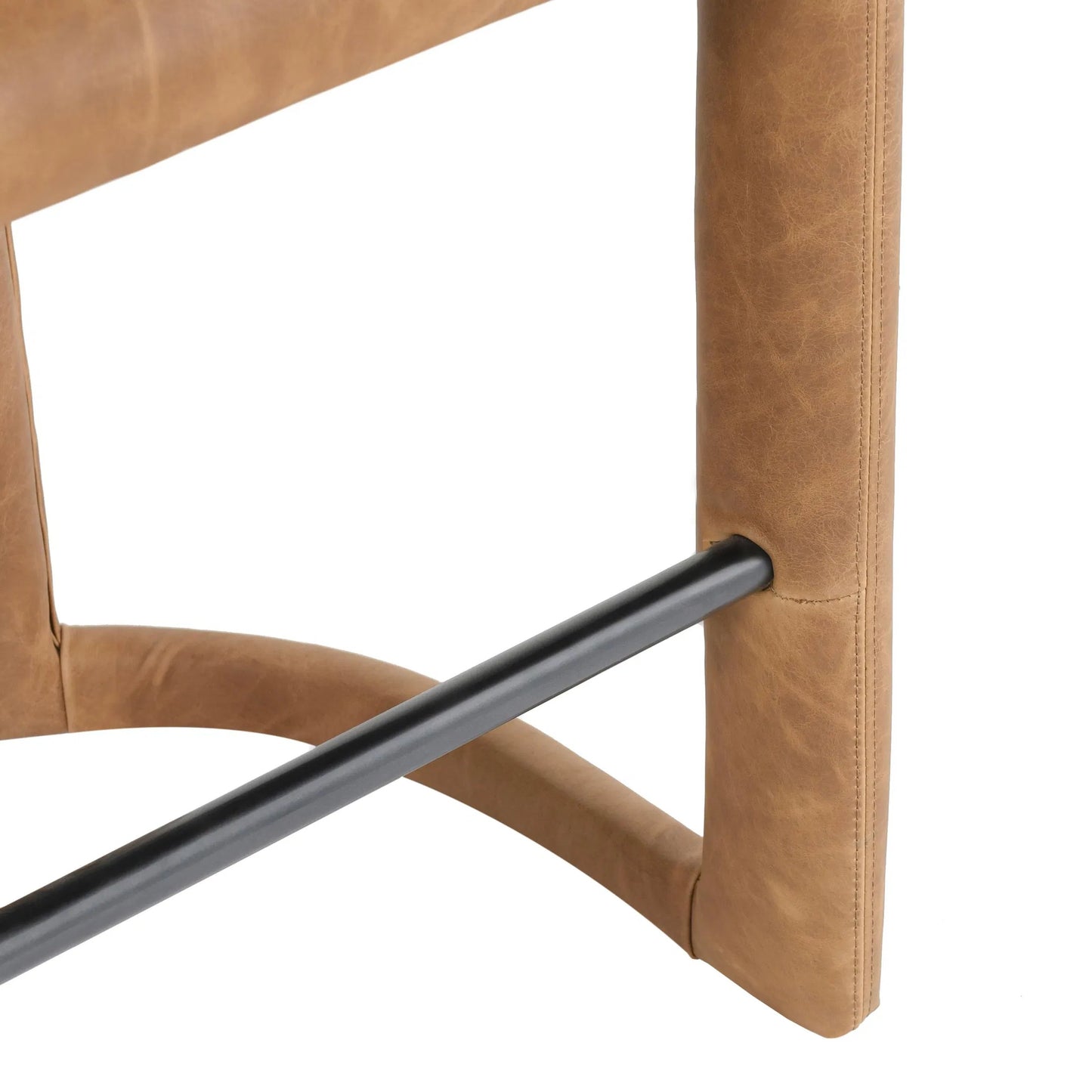 005 SI-2238924 | Closeup | Archie 26" Distressed Leather Counter Stool by Classic Home in brown. Made from top grain leather, stainless steel in a unique style.