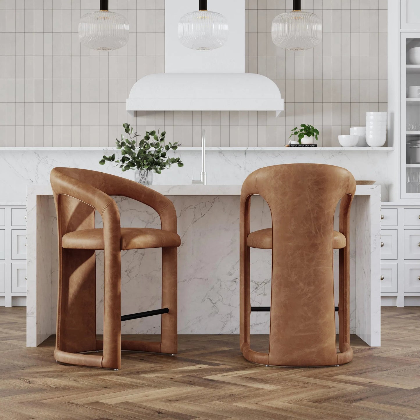 008 SI-2238924 | Lifestyle | Archie 26" Distressed Leather Counter Stool by Classic Home in brown. Made from top grain leather, stainless steel in a unique style.
