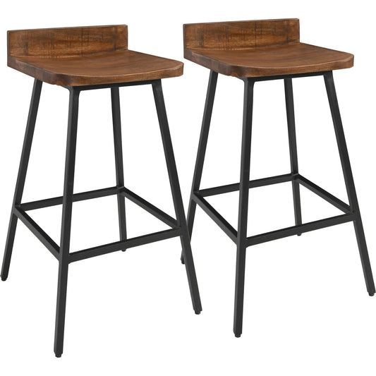 Pennie 27" Solid Wood Brown Counter Stool (Set of 2) by Kosas Home in caramel brown top , black finish base. Made from unique in a modern style.