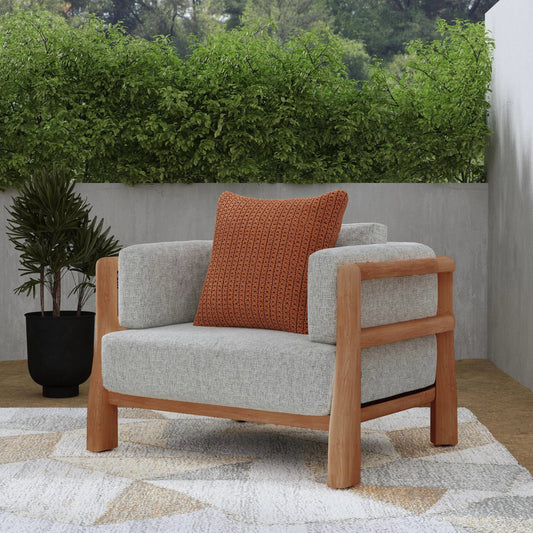 Aston Teak Outdoor Accent Chair by Classic Home in natural, gray. Made from unique in a transitional style.