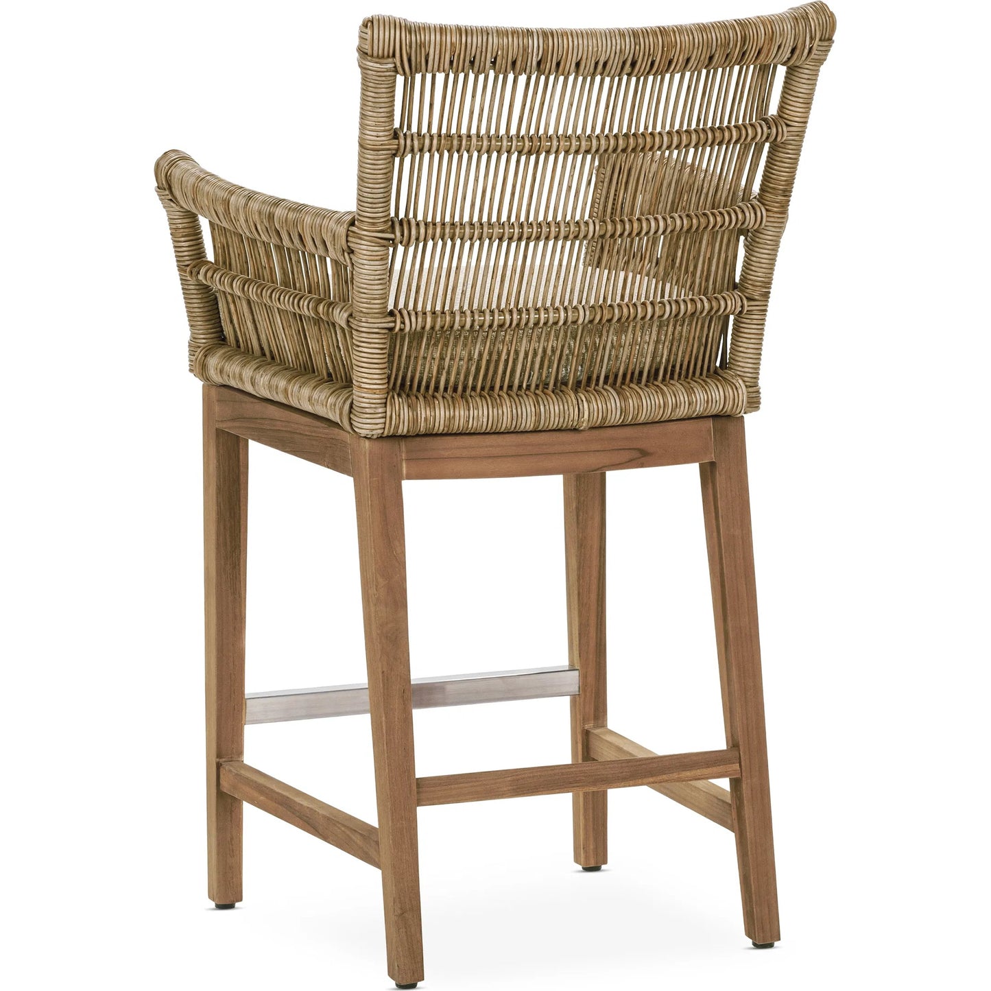 004 SI-2388513 | Additional Silo | Valerie Outdoor Teak Wood Counter Chair by Classic Home in tan. Made from synthetic weave, teak, 100% olefin in a rustic style.